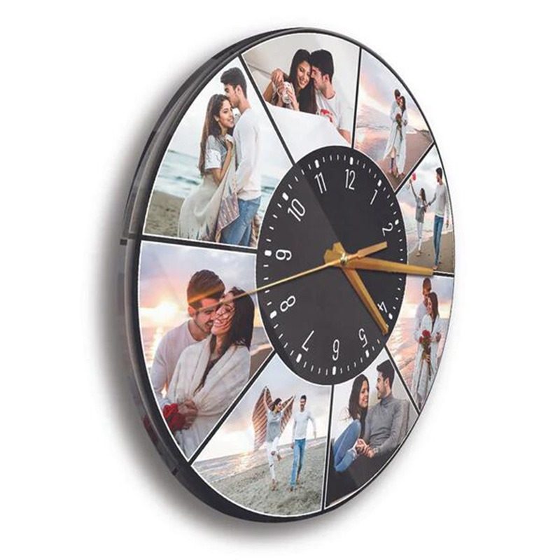Reloj redondo personalizado con collage de fotos