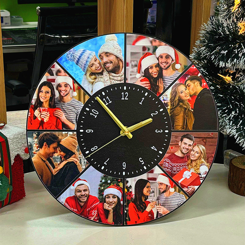 Reloj redondo personalizado con collage de fotos