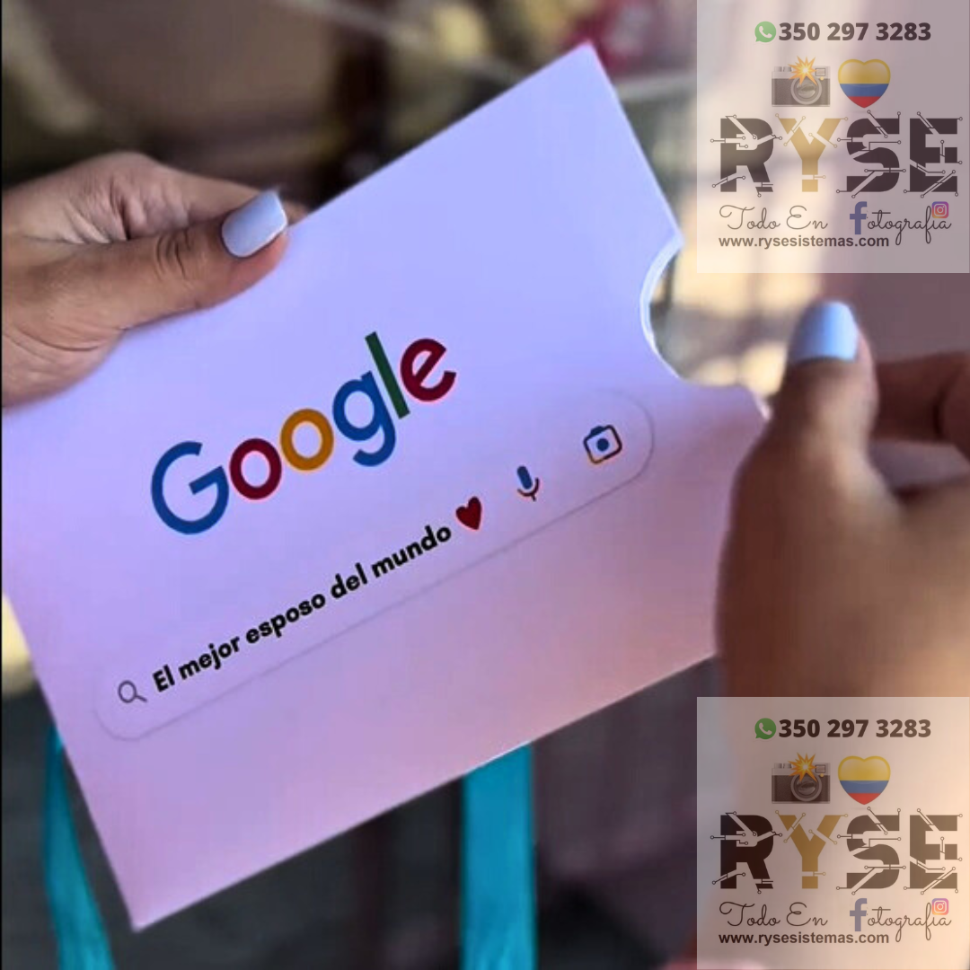 Tarjeta Google con 5 Fotos y Frase + Lazo