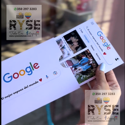 Tarjeta Google con 5 Fotos y Frase + Lazo