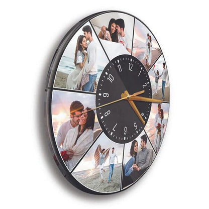 Reloj redondo personalizado con collage de fotos