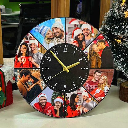 Reloj redondo personalizado con collage de fotos